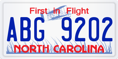 NC license plate ABG9202