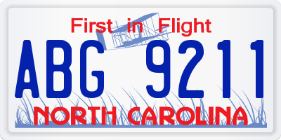 NC license plate ABG9211