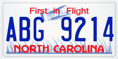 NC license plate ABG9214
