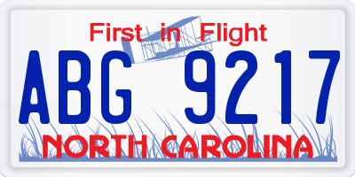 NC license plate ABG9217