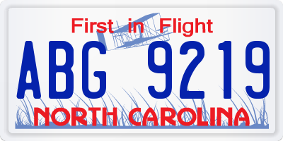 NC license plate ABG9219