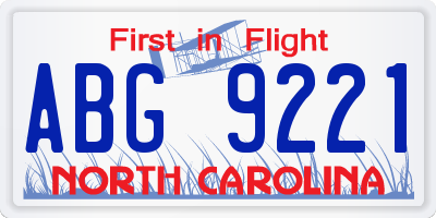 NC license plate ABG9221