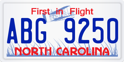 NC license plate ABG9250
