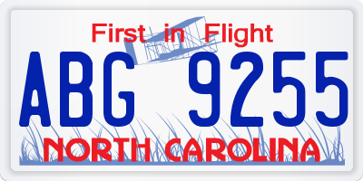 NC license plate ABG9255