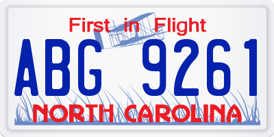 NC license plate ABG9261