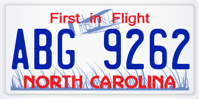NC license plate ABG9262
