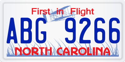 NC license plate ABG9266