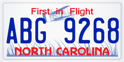 NC license plate ABG9268