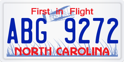 NC license plate ABG9272