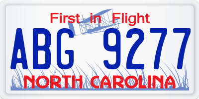 NC license plate ABG9277