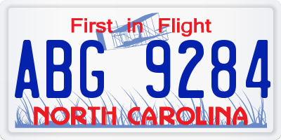 NC license plate ABG9284