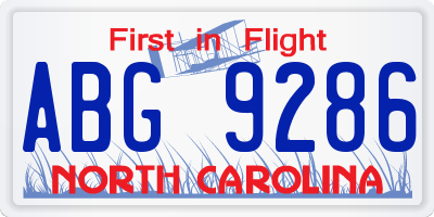NC license plate ABG9286