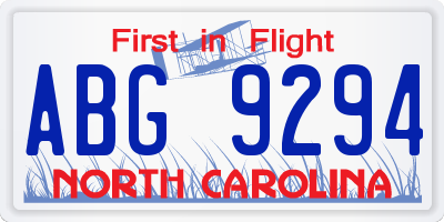 NC license plate ABG9294