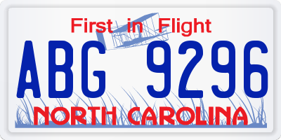 NC license plate ABG9296