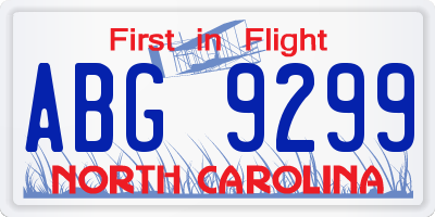 NC license plate ABG9299