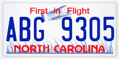 NC license plate ABG9305
