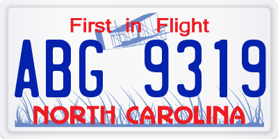 NC license plate ABG9319
