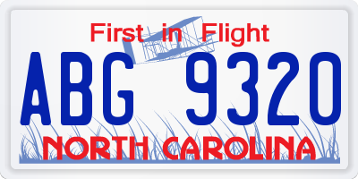 NC license plate ABG9320