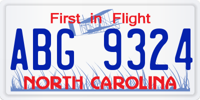 NC license plate ABG9324
