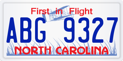 NC license plate ABG9327