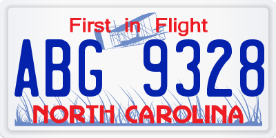 NC license plate ABG9328