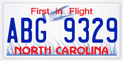NC license plate ABG9329