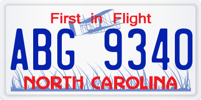 NC license plate ABG9340