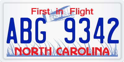 NC license plate ABG9342