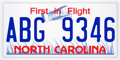 NC license plate ABG9346