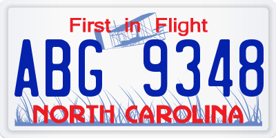 NC license plate ABG9348