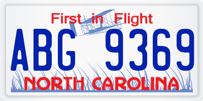 NC license plate ABG9369
