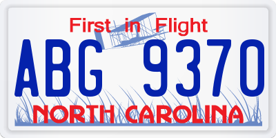 NC license plate ABG9370