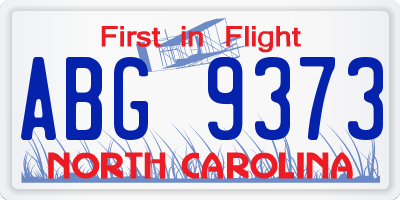 NC license plate ABG9373