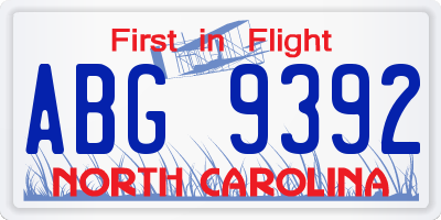 NC license plate ABG9392