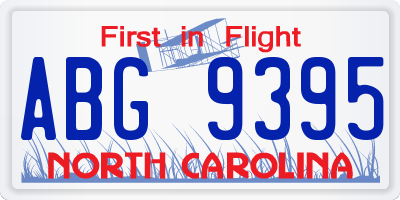 NC license plate ABG9395