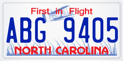 NC license plate ABG9405