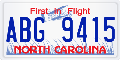 NC license plate ABG9415