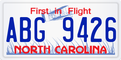 NC license plate ABG9426