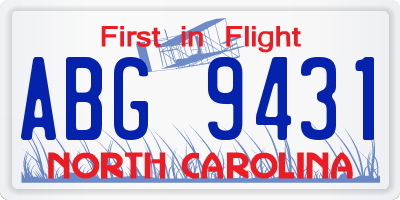 NC license plate ABG9431