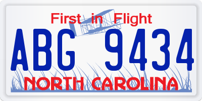 NC license plate ABG9434
