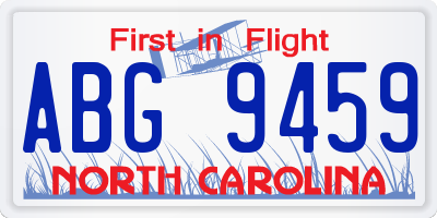 NC license plate ABG9459