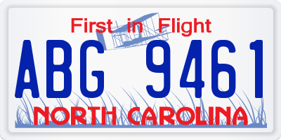 NC license plate ABG9461