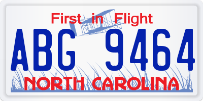 NC license plate ABG9464
