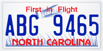 NC license plate ABG9465