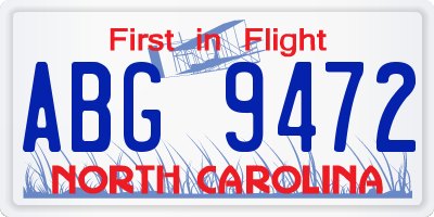 NC license plate ABG9472