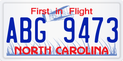 NC license plate ABG9473