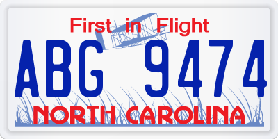 NC license plate ABG9474