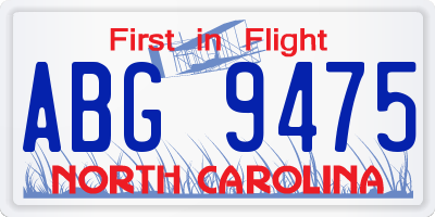NC license plate ABG9475