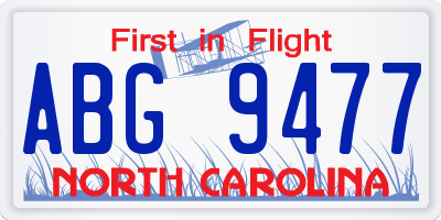 NC license plate ABG9477