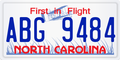 NC license plate ABG9484